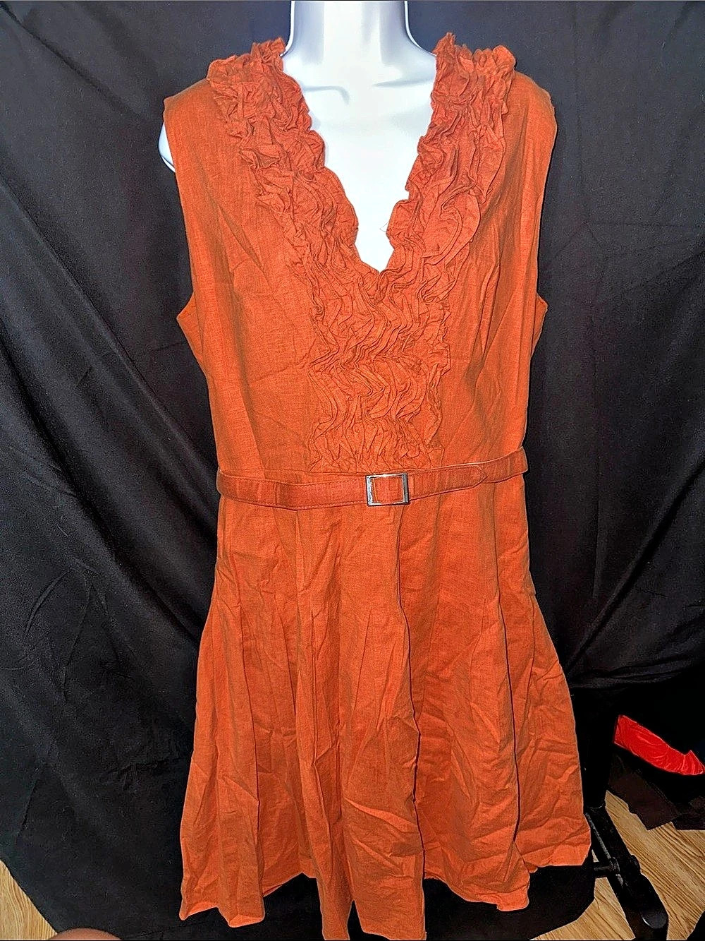 Adrianna Papell Orange linen Dress Size 14
